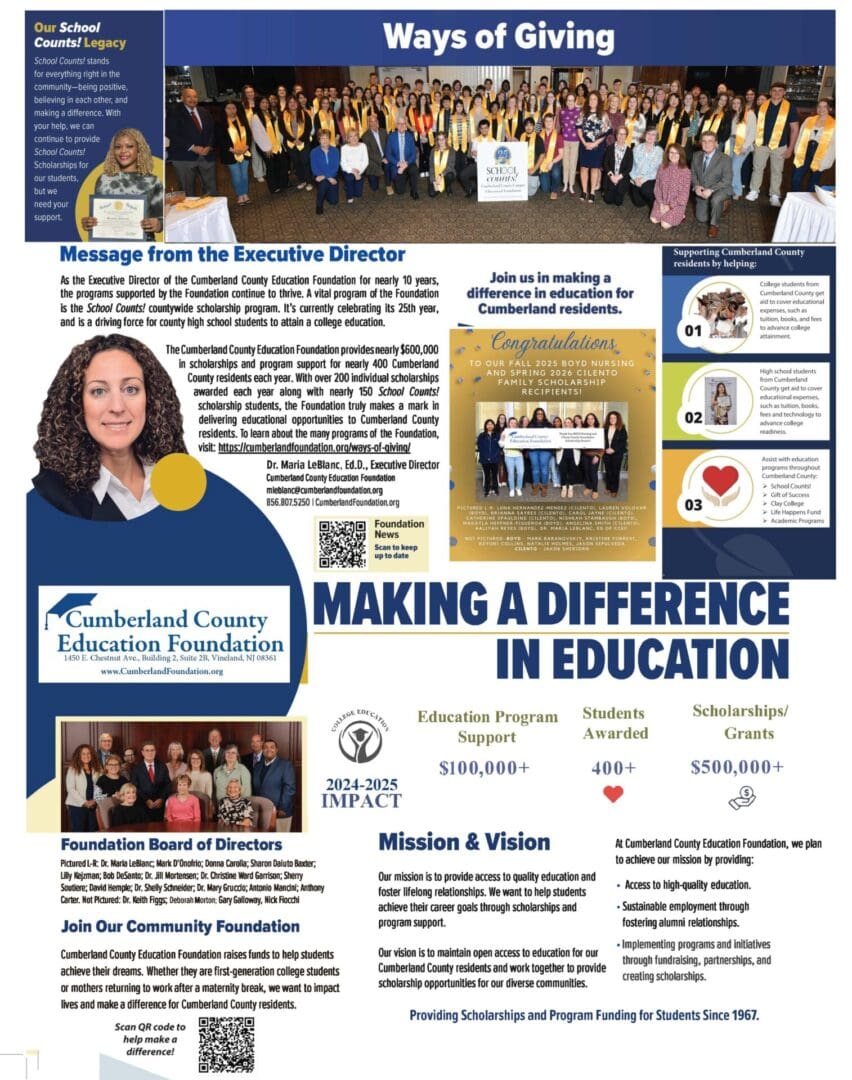 Cumberland County Education Foundation Ways of Giving poster