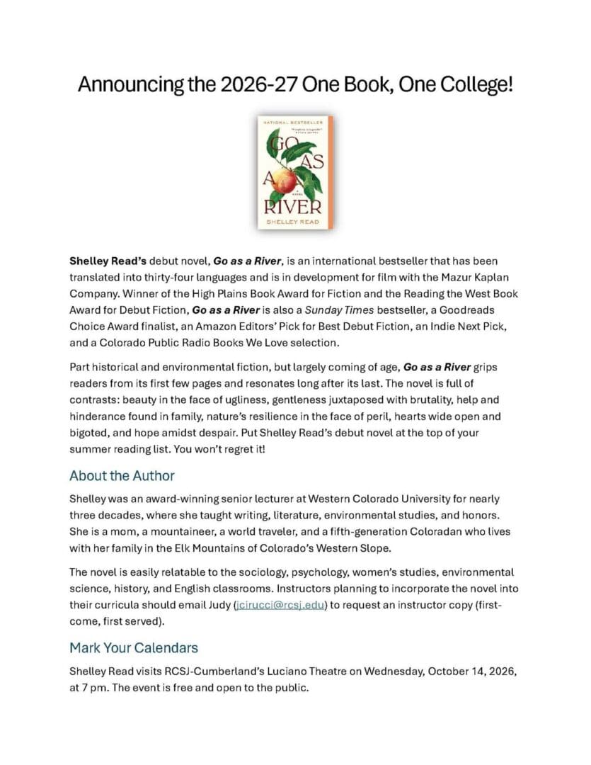 Flyer announcing 2026–27 One Book selection